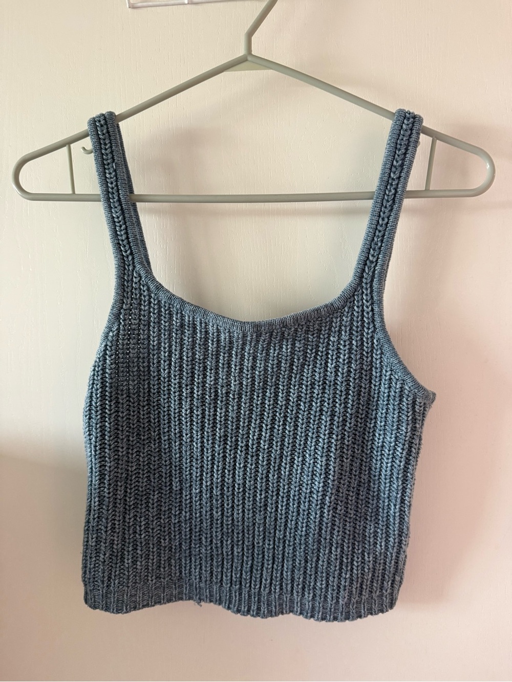 Aeropostale Blue Knit Tank Top —Classic Ribbed Cropped Sweater Tank Womens Large